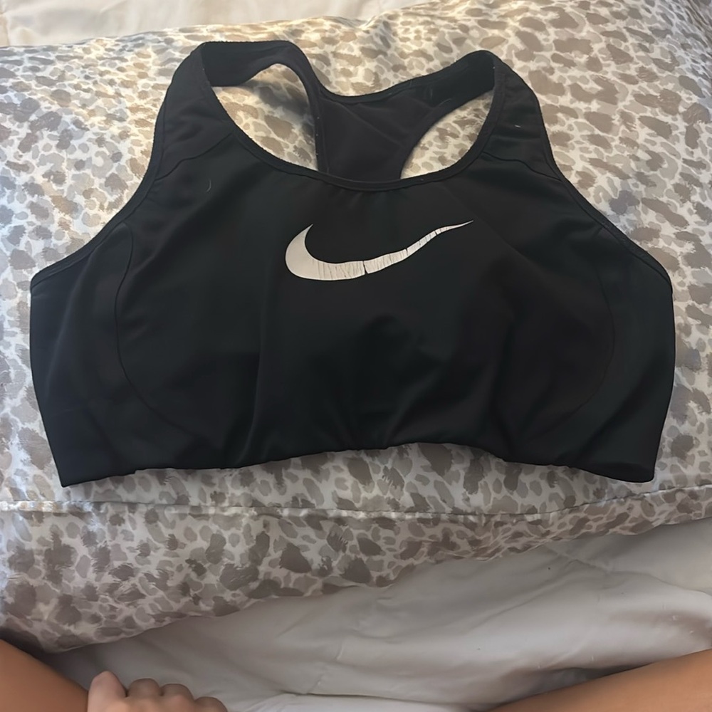 Nike Black Racerback Sports Bra with White Swoosh